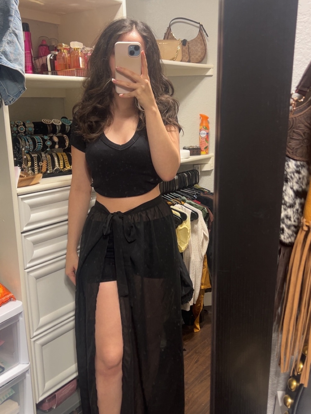 Target Black Sheer High-Low Tie-Waist Maxi Skirt